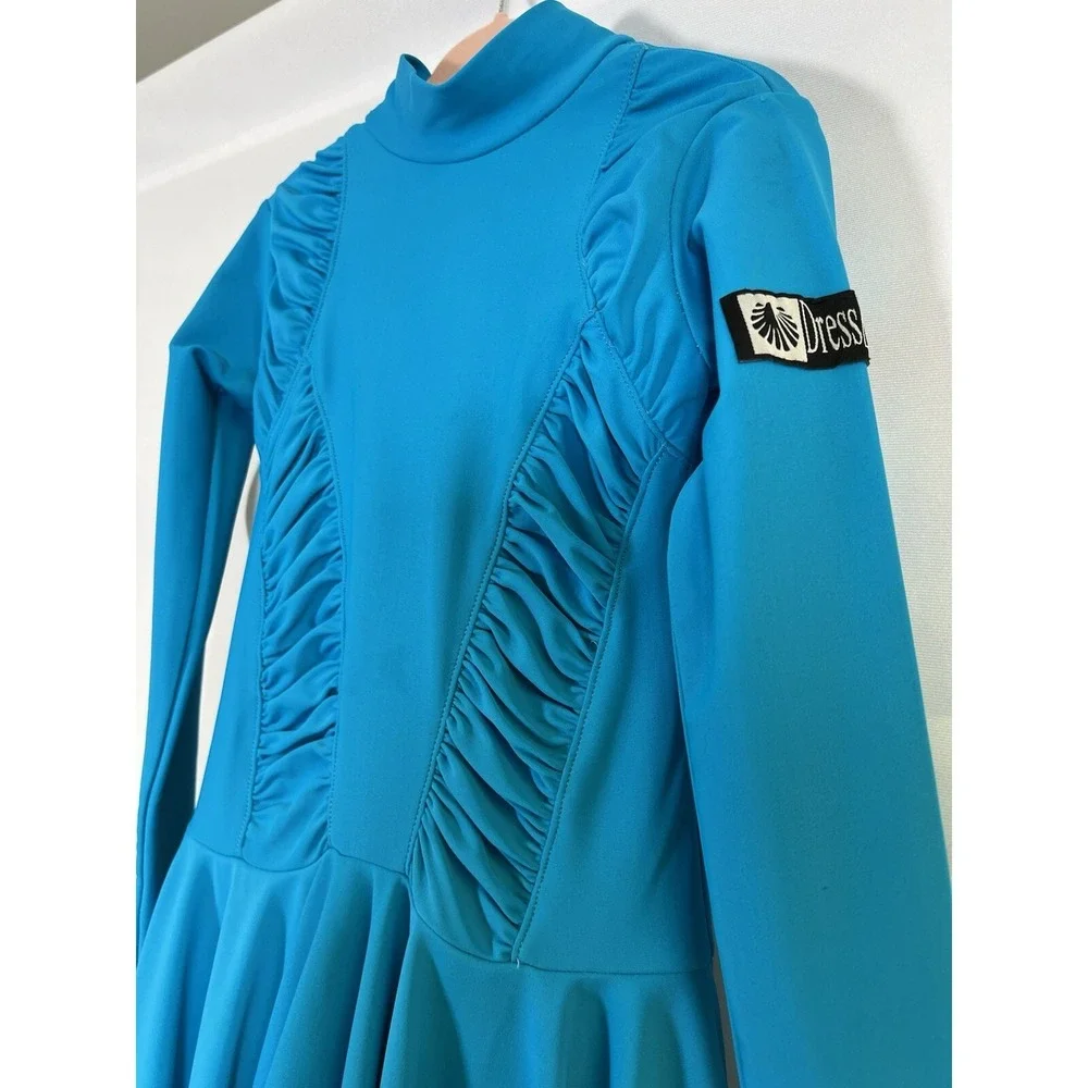Ballroom Latin Dance Competition Dress for Pre-Teen girls Blue Size 8-10